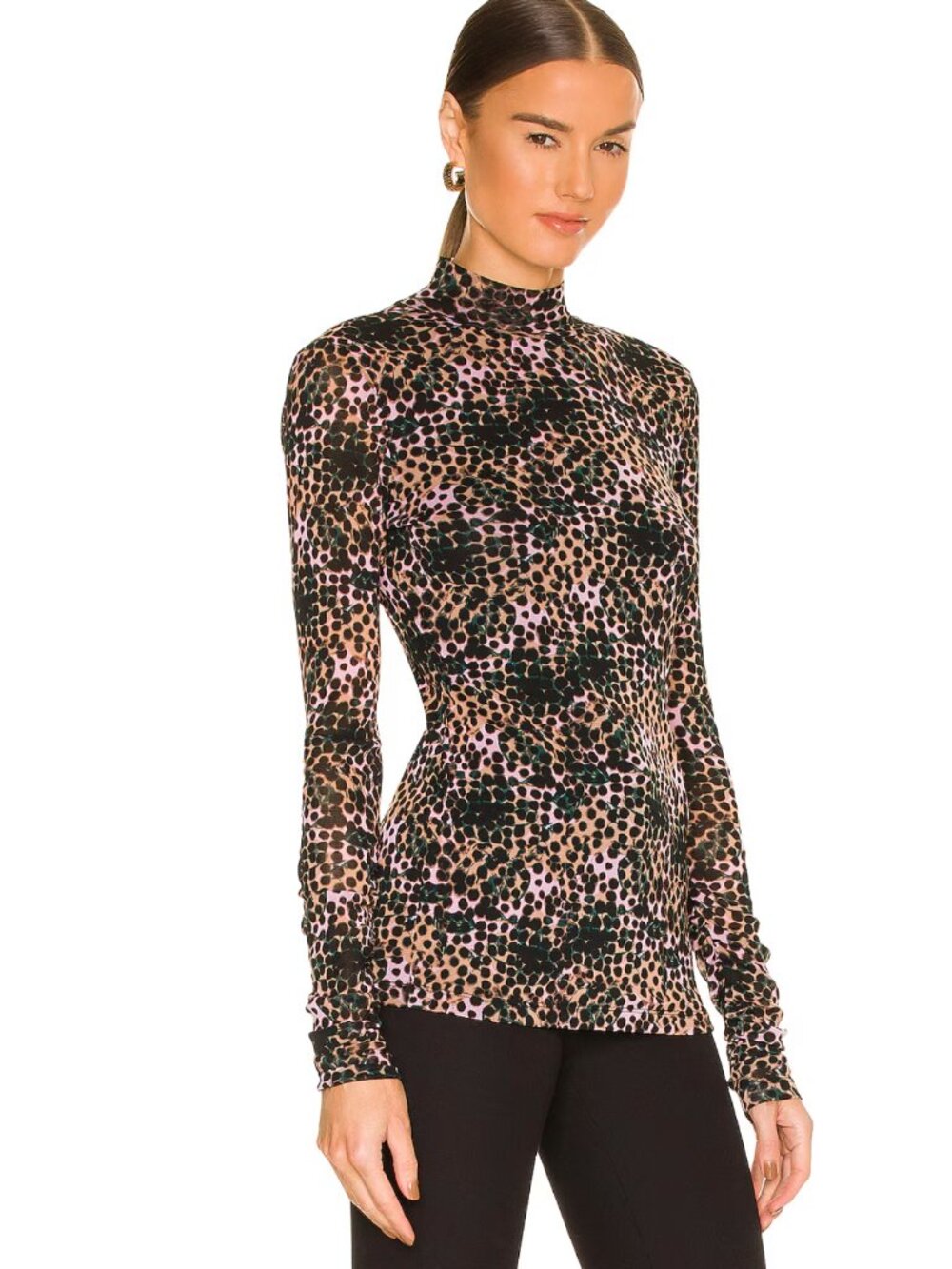 DVF Remy Double Layer Mesh Top in Ink Dots SMALL